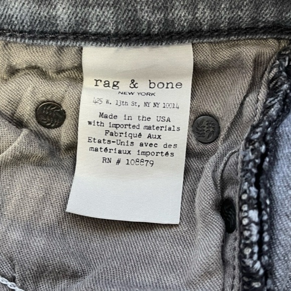 Rag & Bone Tomboy Cropped Skinny Boyfriend Jeans Faded Black Wash - Size 24 - Picture 10 of 12